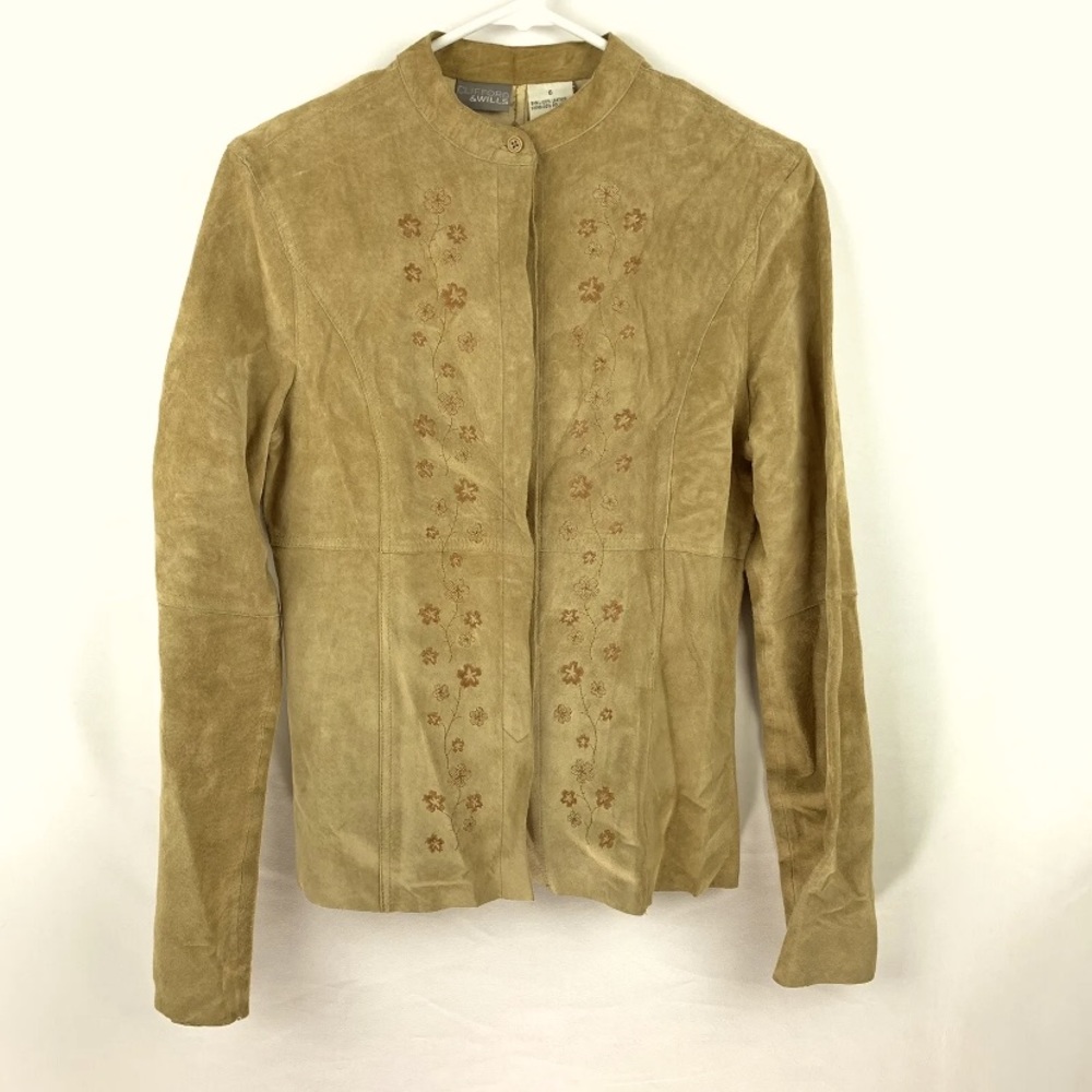 Clifford & Wills Jacket Blazer Tan Genuine Suede Button Down Western Cowgirl
